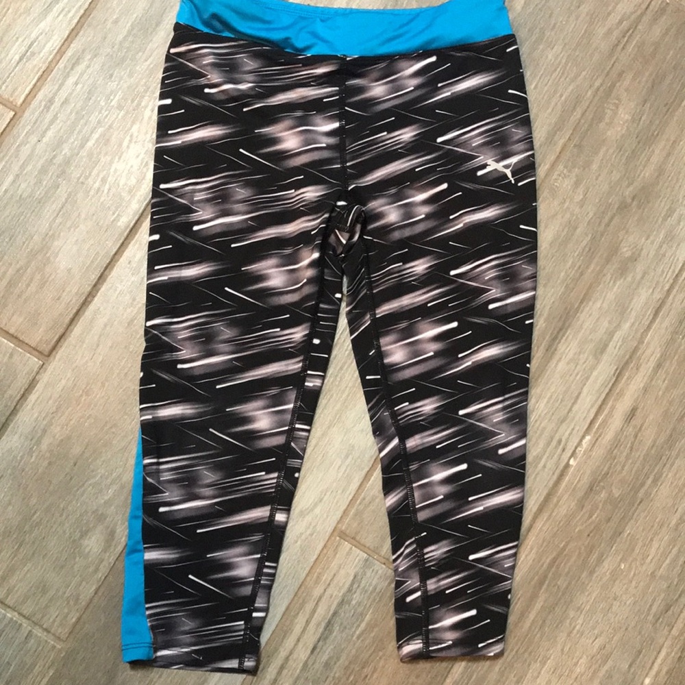 Girls Puma leggings running tights 12-14 black